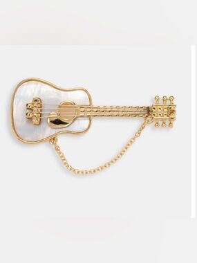 Anne Klein Mother-of-Pearl & Cup Chain Guitar Pin